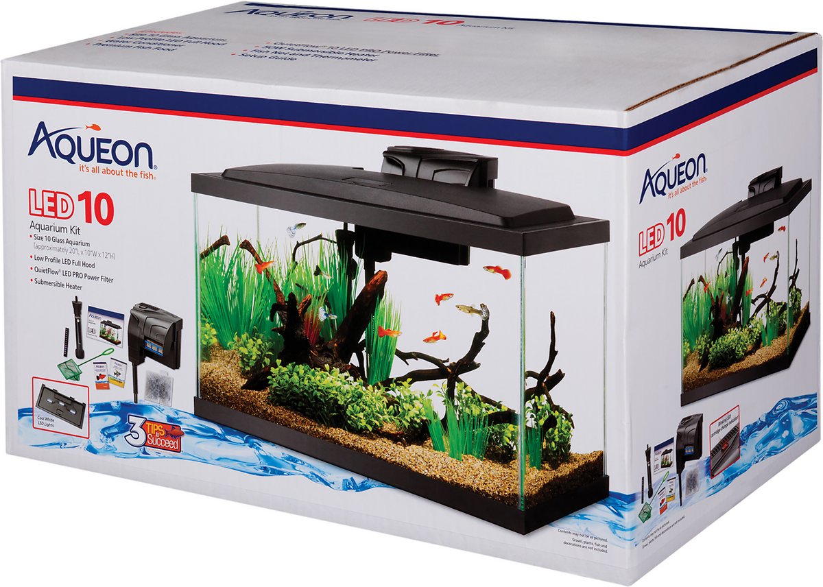 Aqueon LED Fish Aquarium Starter Kit. 10 gallon