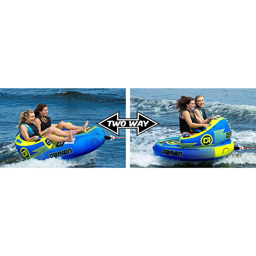 O-Brian Barca 2 Inflatable Towable Water Tube for Boating. 1-2 Riders. Blue