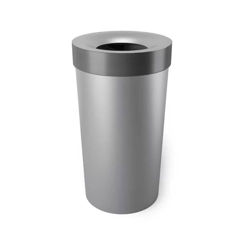 Umbra Vento Open Top 16.5-Gallon Kitchen Trash Large. Garbage Can for Indoor. Outdoor or Commercial Use. 16.5 Gallon. Grey/Steel