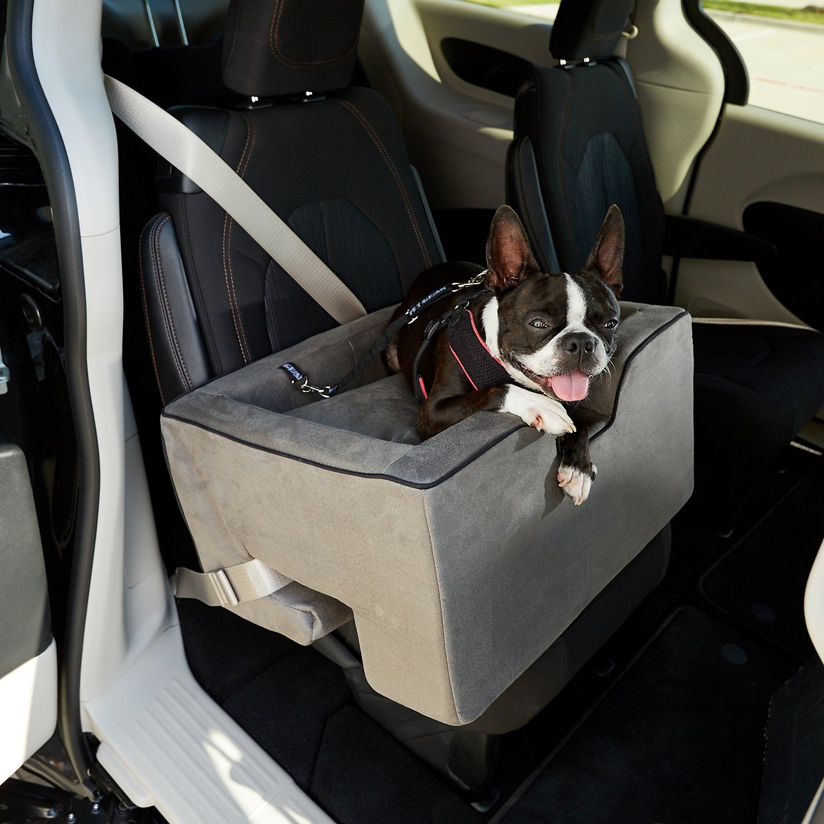 Pet Gear Large Car Booster. Removable Comfort Pillow. Safety Tether Included. Installs in Seconds. No Tools Required. Large. Charcoal