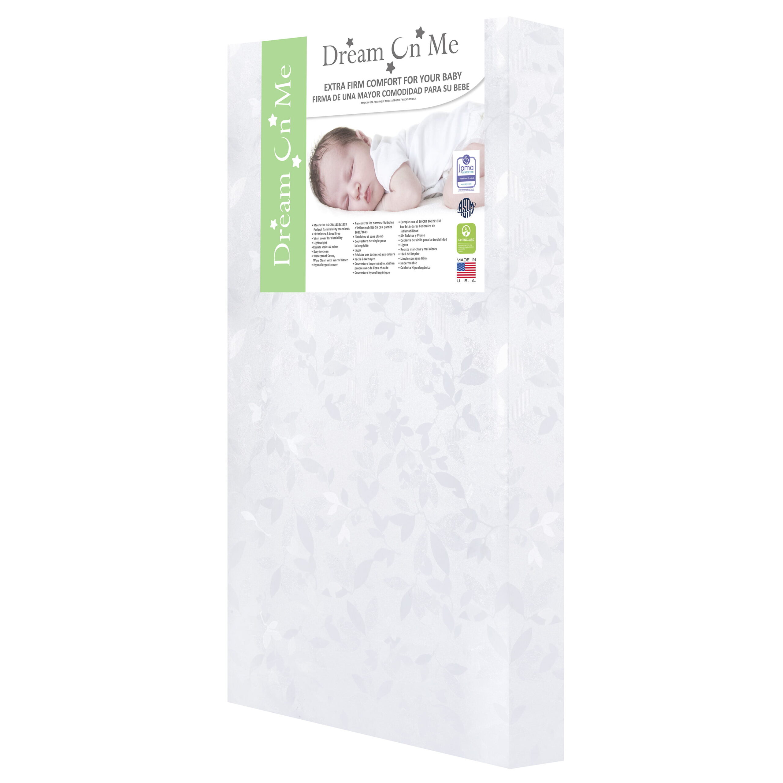 Dream on Me Jasmine 4 Foam Crib & Toddler Mattress I Greenguard Gold Certified I JPMA Certified I Vinyl Cover Durable Mattress