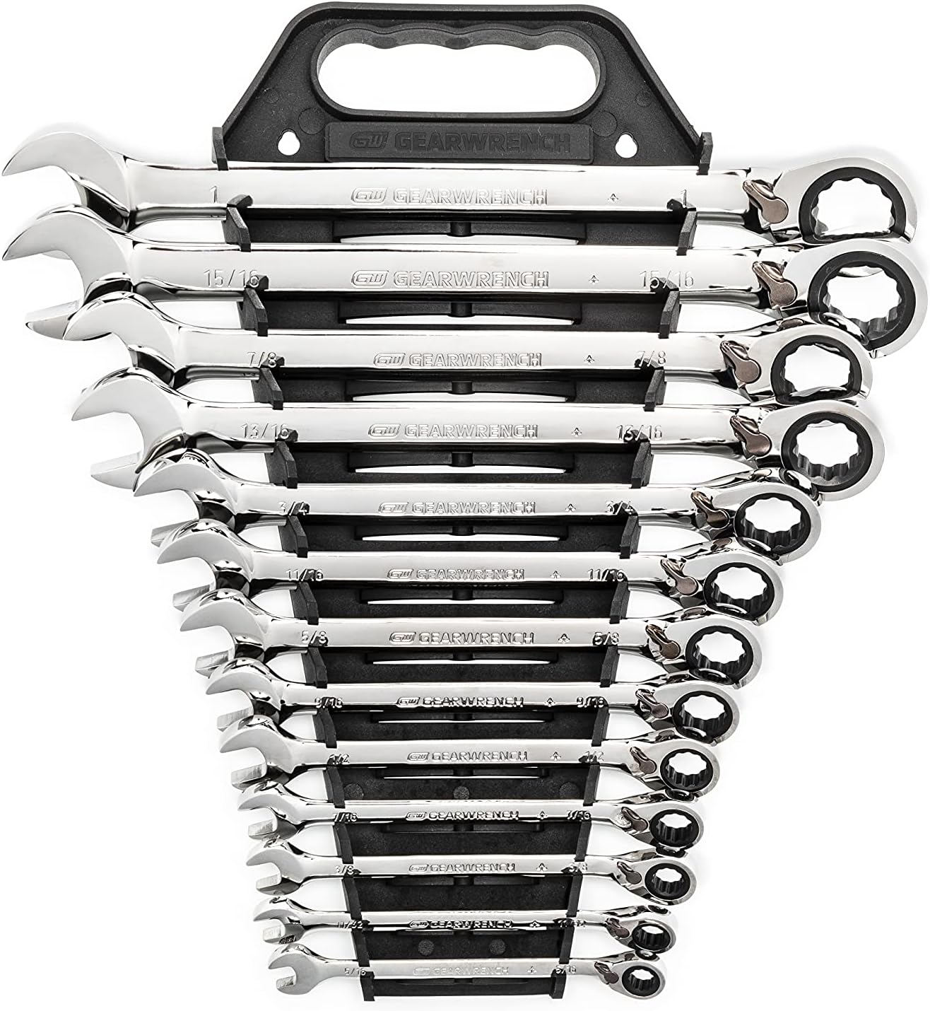 GEARWRENCH 13 Pc. 12 Pt. Reversible Ratcheting Combination Wrench Set. SAE - 9509N