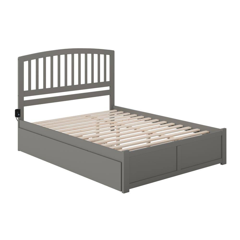 AFI  Richmond Grey Queen Platform Bed with Footboard and Twin XL Trundle