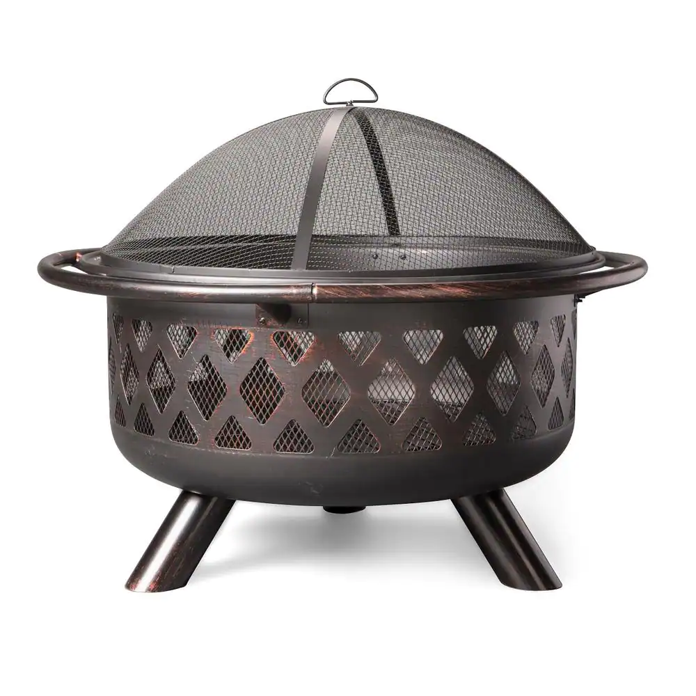 Endless Summer WAD792SP 30 in. D Bronze Finish Portable Lattice Wood Burning Fire Pit