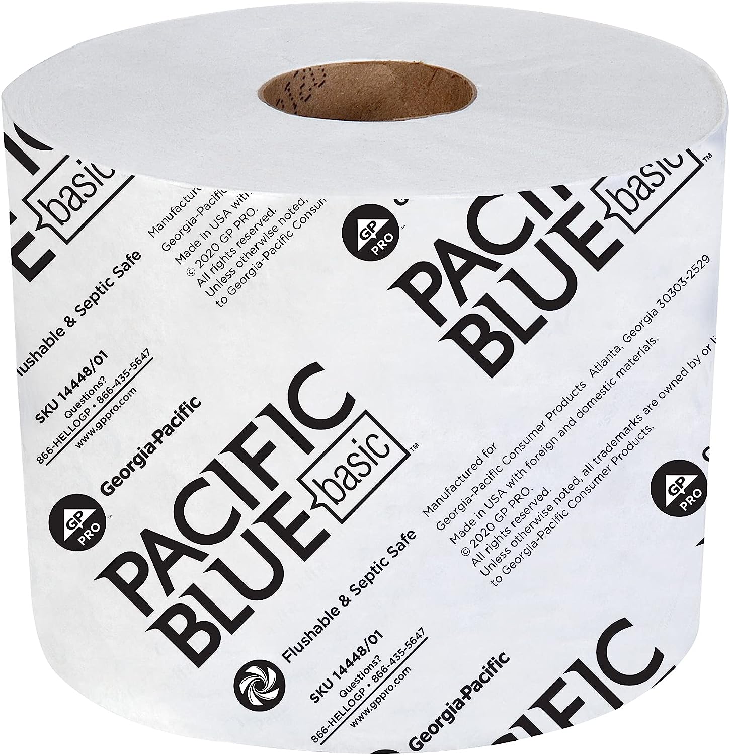 Pacific Blue Basic 1-Ply Toilet Paper (previously branded Envision); 14448/01; 1;500 Sheets Per Roll; 48 Rolls Per Case