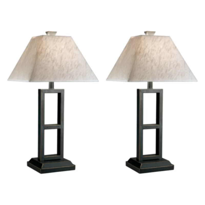 Signature Design by Ashley Deidra Modern 27.75″ Metal Table Lamp. 2 Count. Black Finish