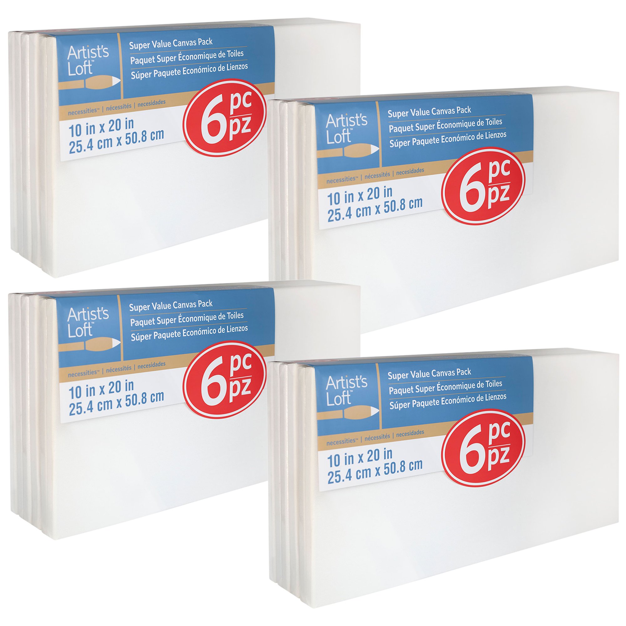 Artist-s Loft Necessities 4 Packs: 6 ct. (24 total) 10″ x 20″ Super Value Canvas Pack