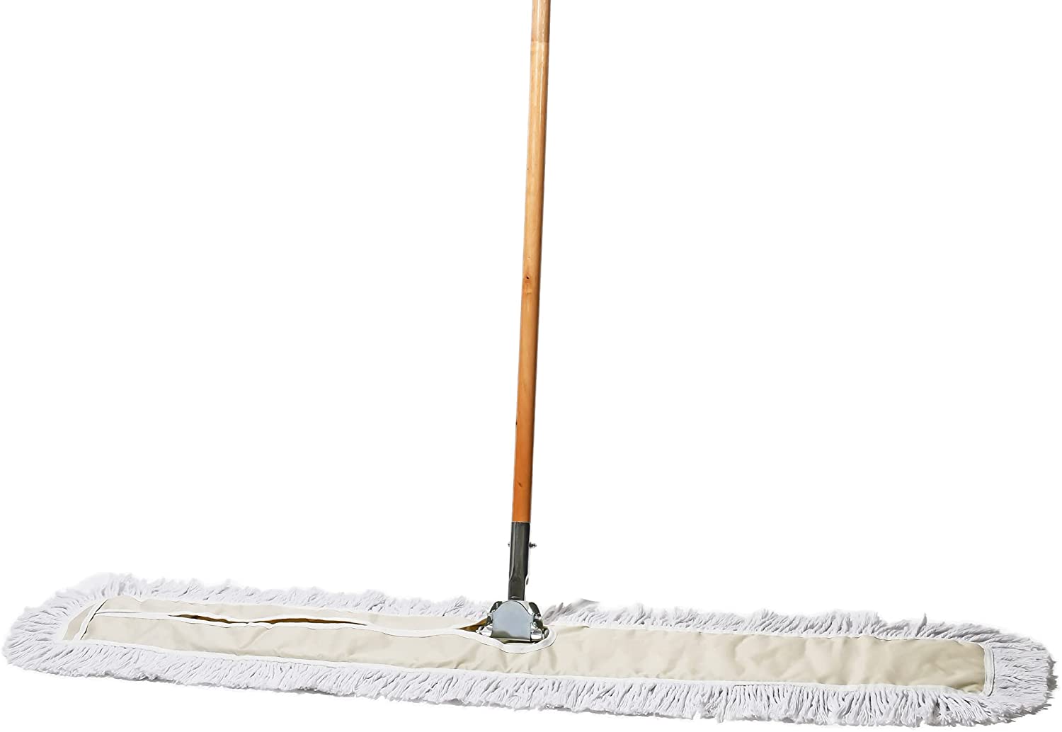 Tidy Tools Commercial Dust Mop & Floor Sweeper – 48 x 5 in. Cotton Reusable Mop Head. Wooden Broom Handle & Metal Frame – Industrial Dust Mops for Floor Cleaning & Janitorial Supplies