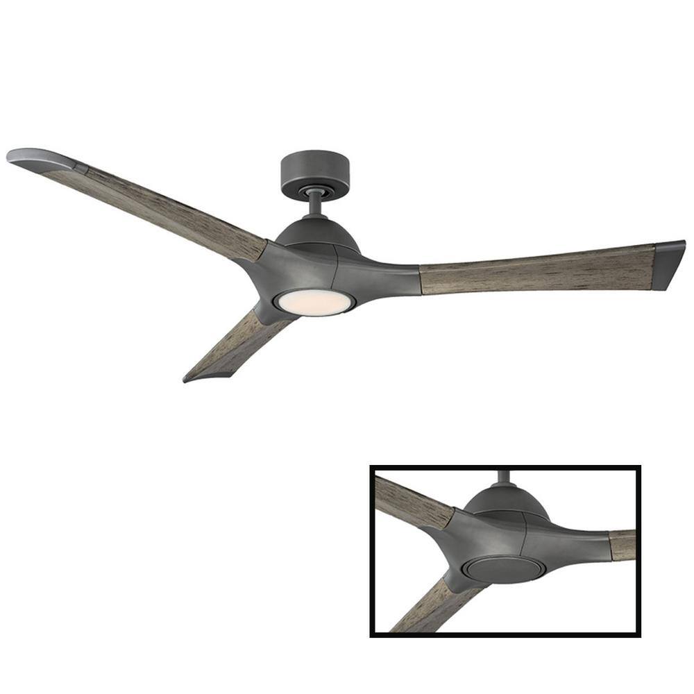 Modern Forms  Woody 60 in. LED Indoor/Outdoor Graphite 3-Blade Smart Ceiling Fan with 3000K Light Kit and Wall Control