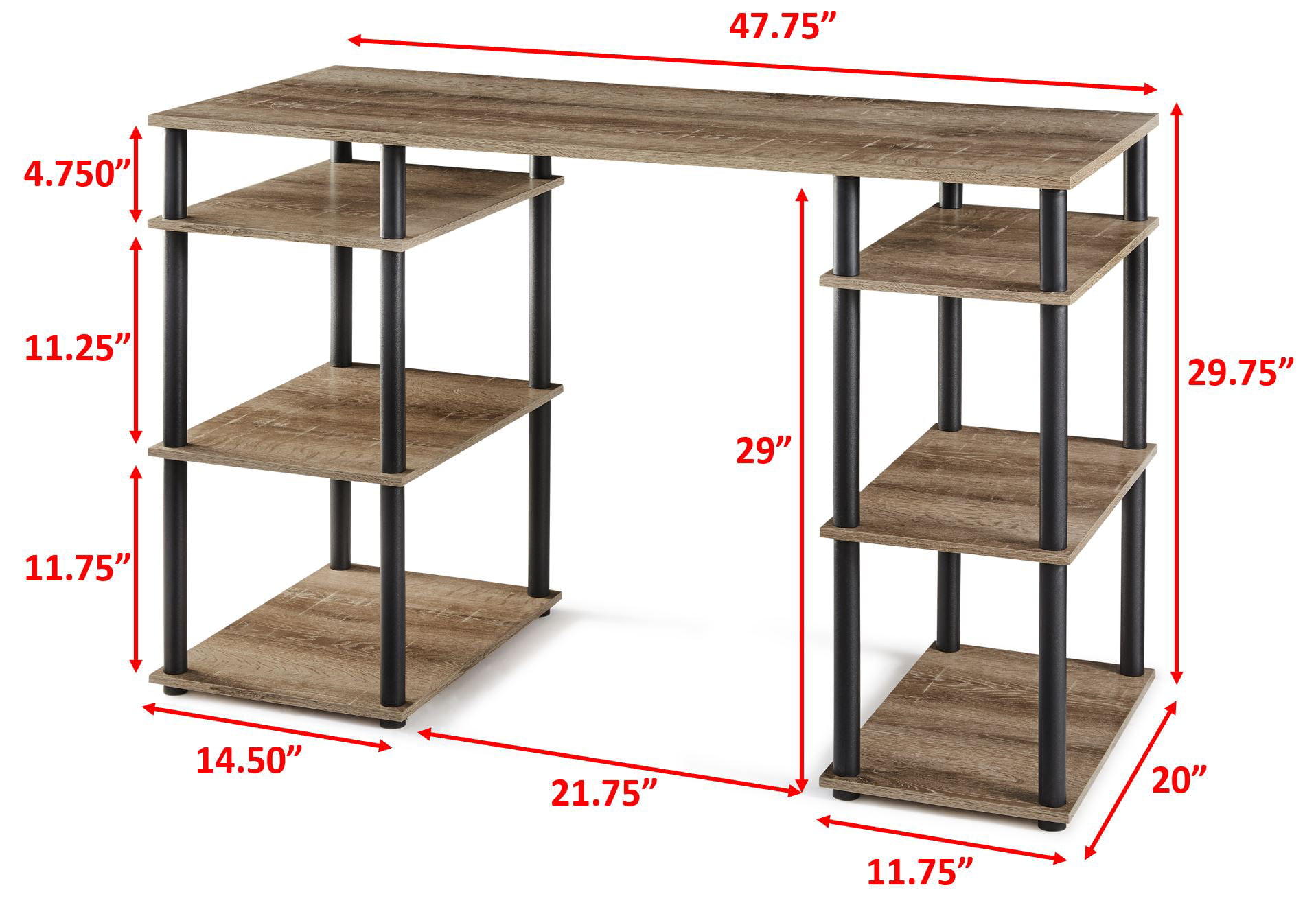 Mainstays No Tools Computer Desk. Rustic Brown