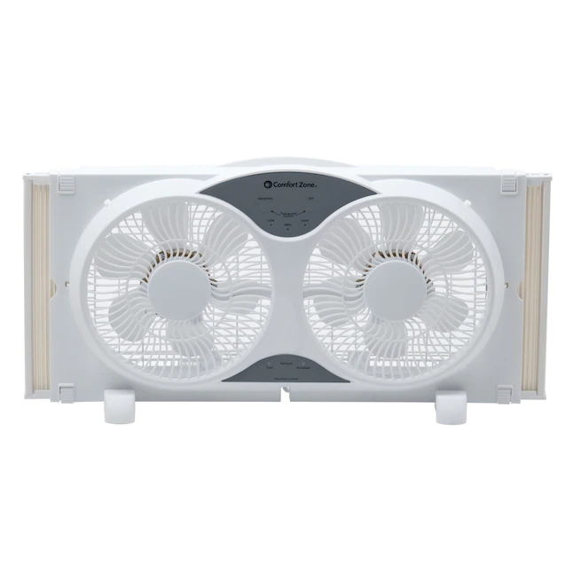 Comfort Zone  9 in. 3-Speed Expandable Reversible Twin Window Fan with Remote Control and Removable Cover and Bug Screen
