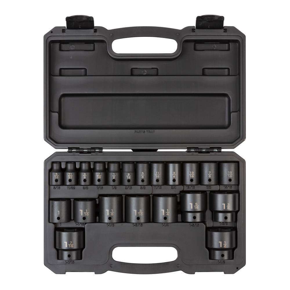 TEKTON SID92302 1/2 in. Drive 6-Point Impact Socket Set. 21-Piece (5/16 in. - 1-1/2 in.)