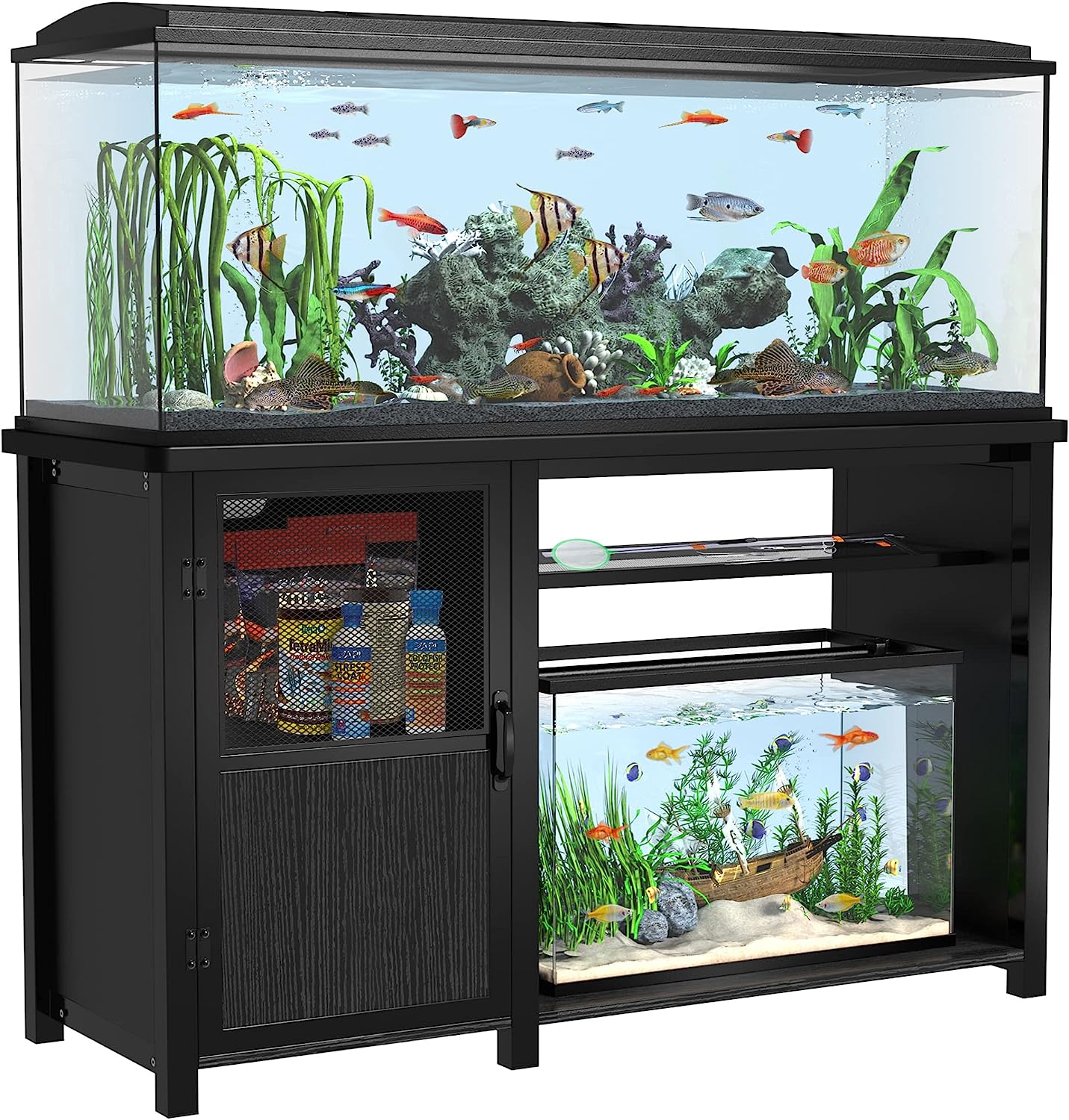 GDLF 55-75 Gallon Fish Tank Stand Heavy Duty Metal Aquarium Stand with Cabinet for Fish Tank Accessories Storage.52″ L*19.68″ W.850LBS Capacity