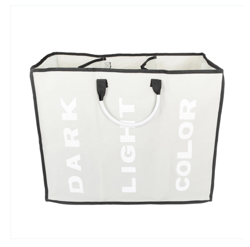 DISCOUNTTODAY  Laundry Basket 3 Sections with Handles Large Dirty Clothes Hamper Foldable Bag Bin Organizer Large Capacity Foldable Waterproof Laundry Basket for Dirty Clothes Storage (GR567)