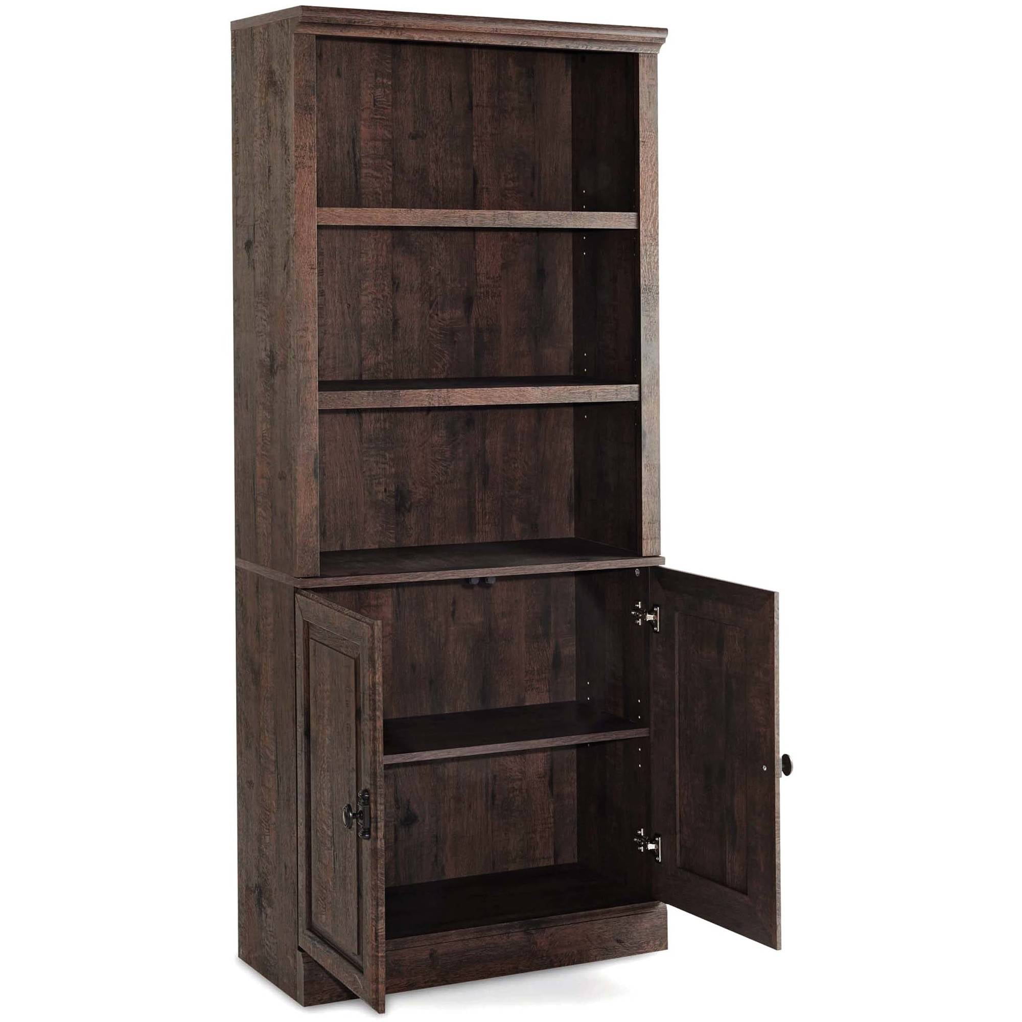 Better Homes & Gardens 71″ Crossmill 3 Shelf Bookcase with Doors. Heritage Walnut Finish
