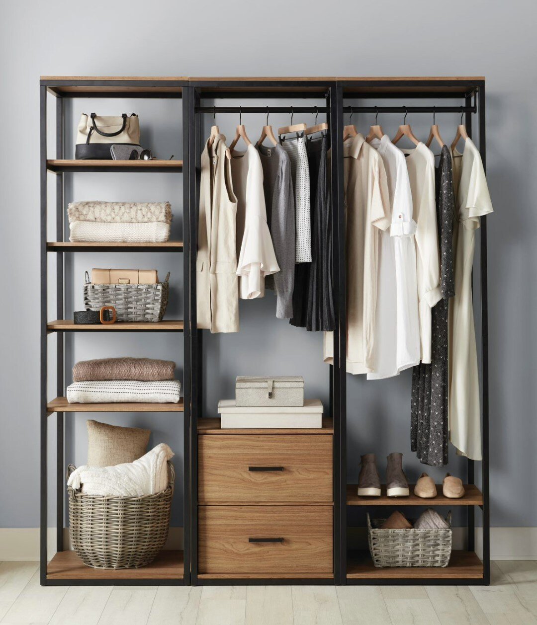 Style Selections Camryn 23.75-in W x 18-in D x 82-in H Brown Solid Wood Closet Tower