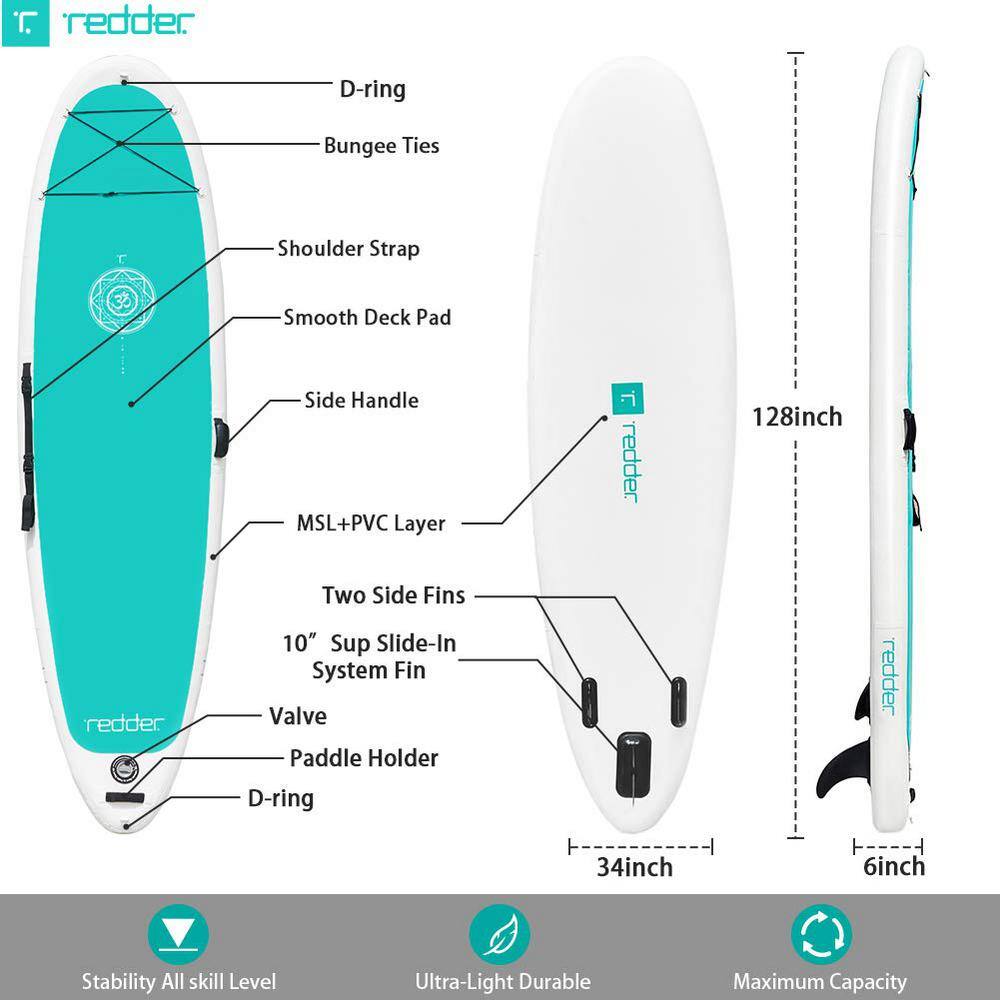 redder 111308003 Zen 128 in. L Premium Inflatable Stand Up Paddle Board with Full SUP Accessories