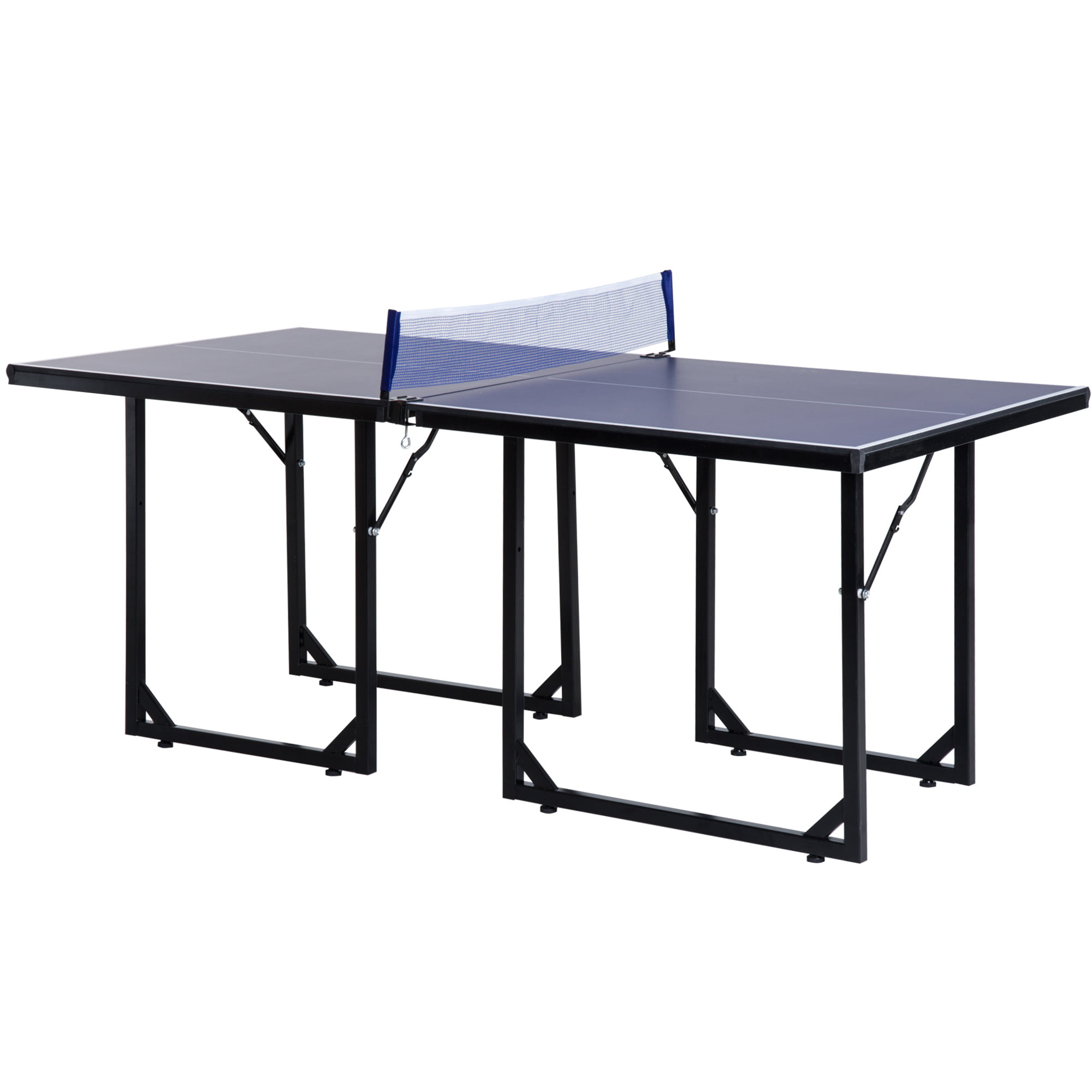 Soozier 6′ x 3′ Foldable Ping Pong Table Set with 2 Table Halves for Party Use. Space-Saving Mid-Size Table Tennis for Small Living Spaces. Basement Games. Sports Gifts