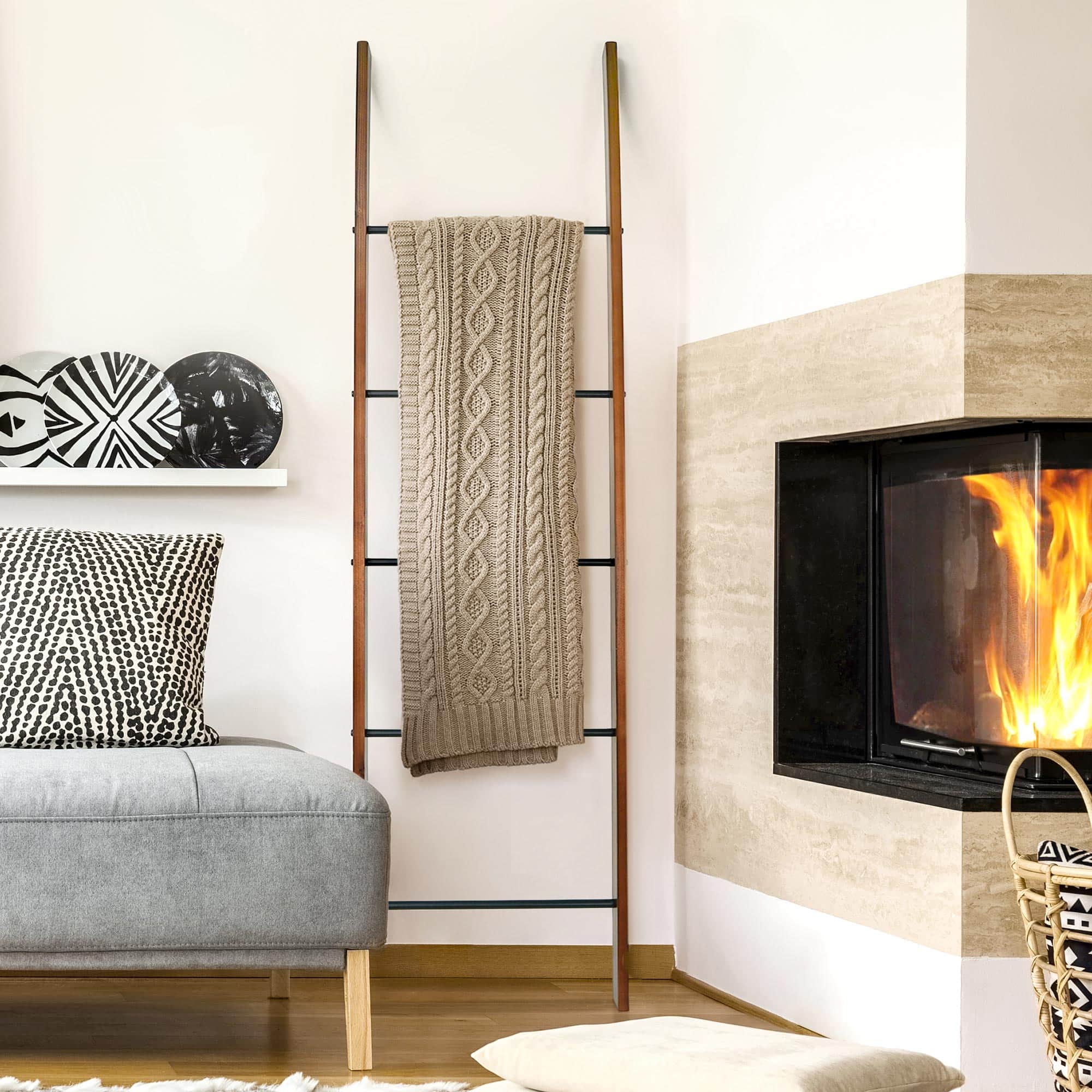 6.4ft. Metal & Wood Decorative Leaning Ladder