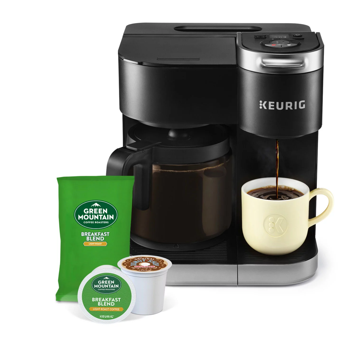 Keurig K-Duo Coffee Maker. Single Serve and 12-Cup Carafe Drip Coffee Brewer. Compatible with K-Cup Pods and Ground Coffee. Black