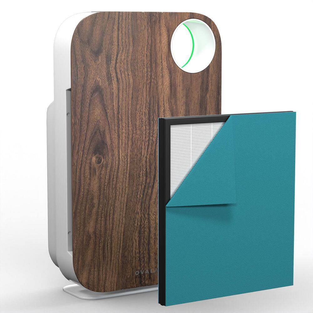 OVAL AIR AIR1000D 3-Stage 5-in-1 Air Purifier for Rooms Upto 600 sq. ft. Reduces Allergies. Asthma. Pets. Odor. Smoke. Dark Wood