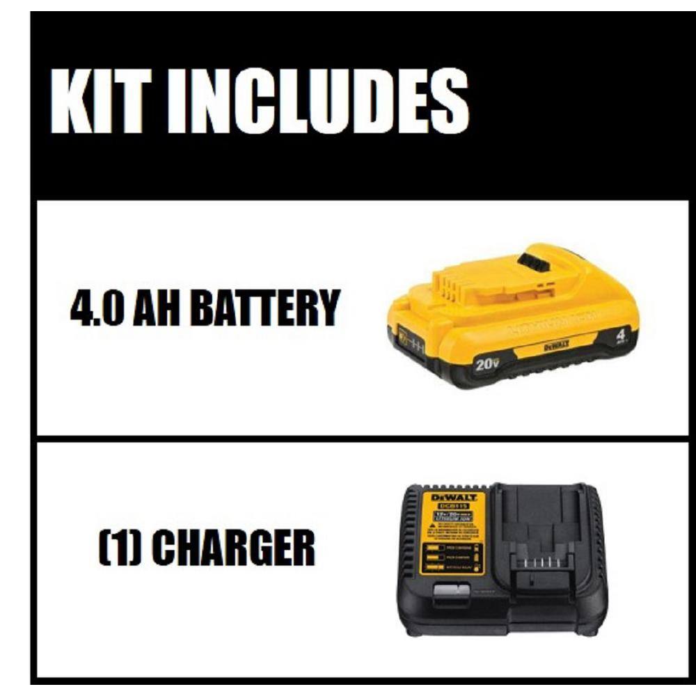 DEWALT DCB240C 20V MAX Compact Lithium-Ion 4.0Ah Battery Pack with 12V to 20V MAX Charger