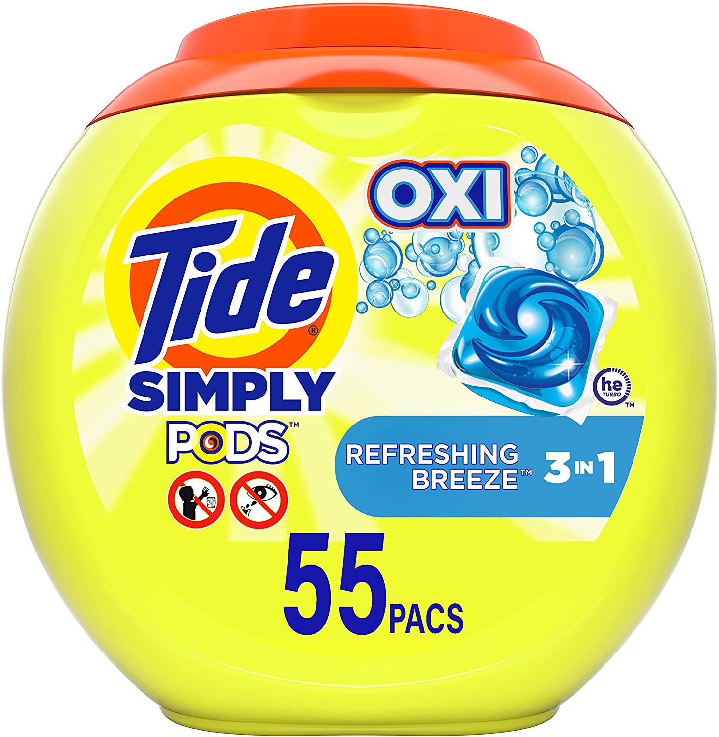 Tide Simply Pods + Oxi Laundry Detergent Soap Pods. Refreshing Breeze. 55 Count. 30 ounces
