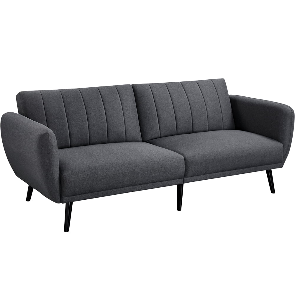Bellamy Studios Fabric Convertible Ribbed Futon Sofa Bed. Gray