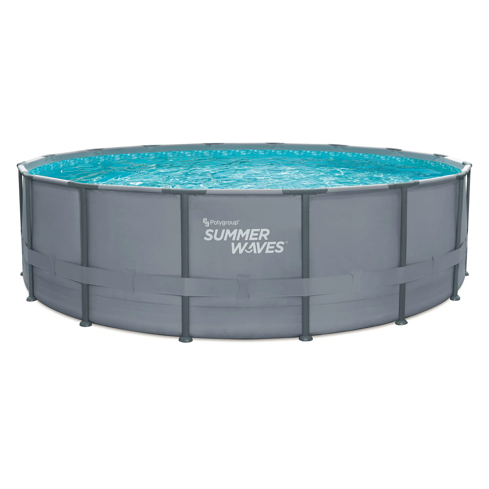 Summer Waves 16 ft Elite Frame Pool. Round. Cool Gray. Ages 6+. Unisex