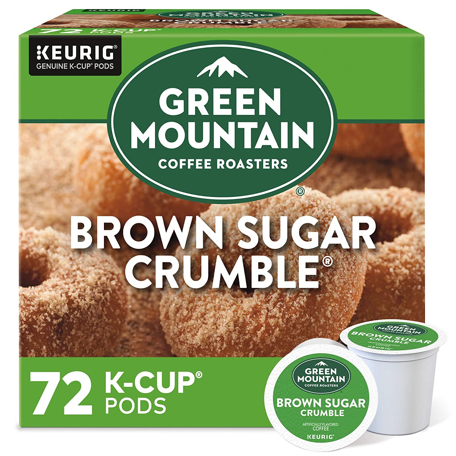 Green Mountain Coffee Roasters Brown Sugar Crumble. Single-Serve Keurig K-Cup Pods. Flavored Light Roast Coffee. 72 Count