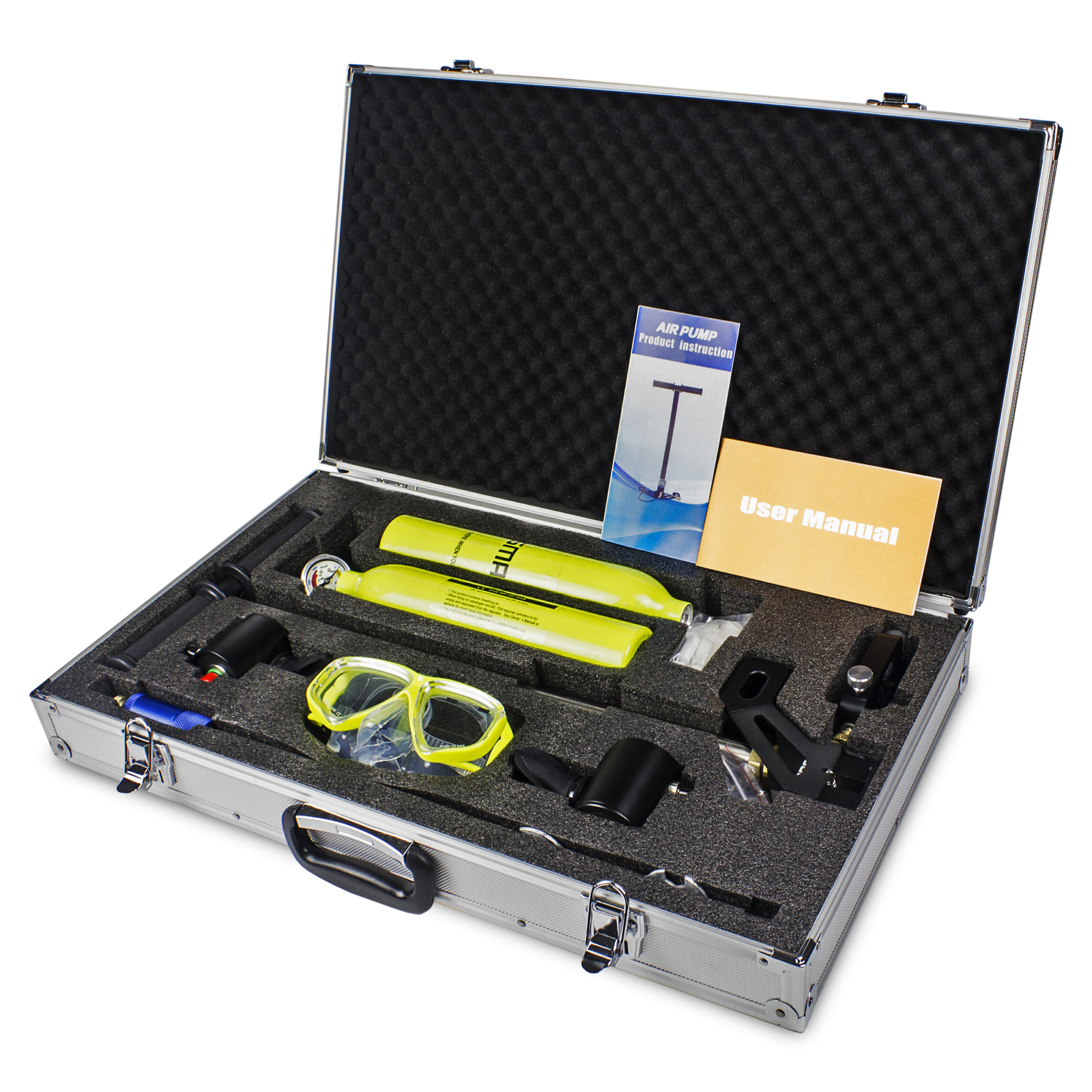 SMACO Oxygen Cylinder Mini Scuba Oxygen Reserve Air Tank Diving Equipment Set with Aluminum Box