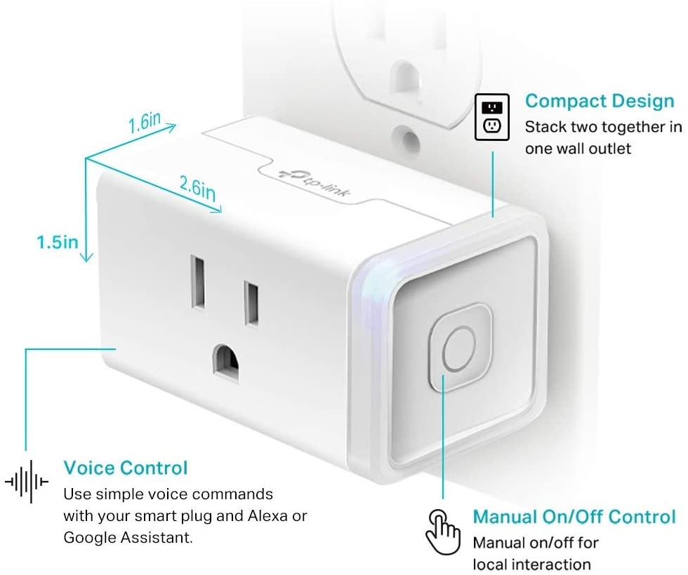 TP-Link Smart Home Wi-Fi Outlet. No Hub Required. Remote Control. 4-Pack. White