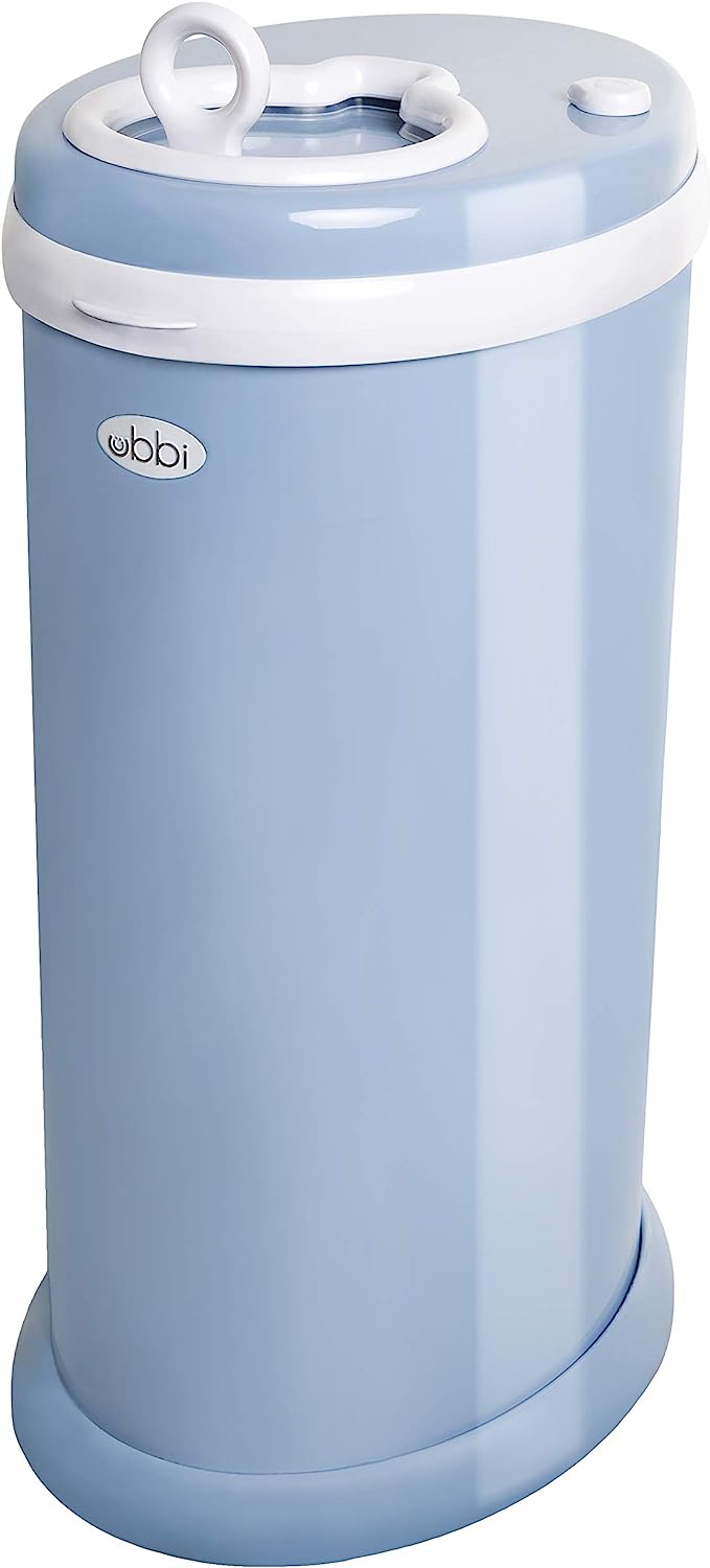 Ubbi Steel Odor Locking. No Special Bag Required. Money Saving. Modern Design. Registry Must-Have Diaper Pail. Cloudy Blue