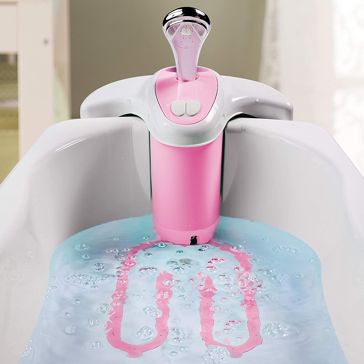 Summer Lil Luxuries Whirlpool Bubbling Spa & Shower (Pink) Luxurious Baby Bathtub with Circulating Water Jets. 2 Piece Set (Pack of 1)