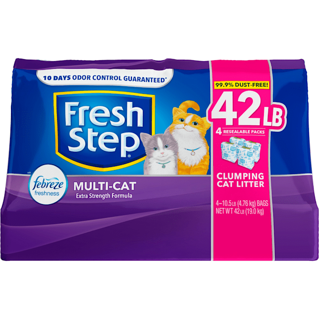 Fresh Step Multi-Cat Extra Strength Scented Clumping Cat Litter with the Power of Febreze. 42 lbs.