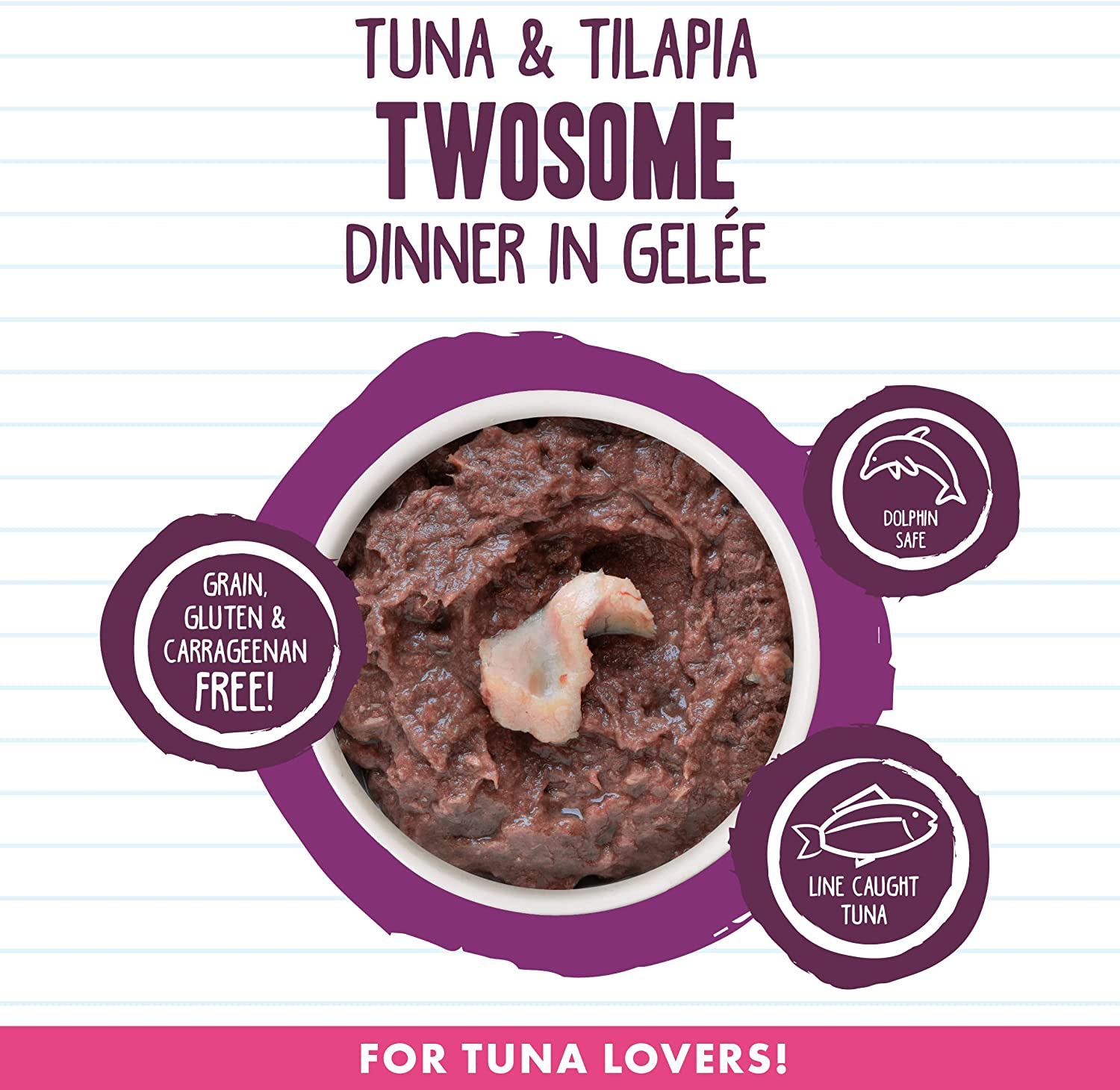 Weruva Best Feline Friend (B.F.F.) Tuna & Tilapia Twosome with Tuna & Tilapia in Gelée Cat Food. 5.5oz Can (Pack of 24). Purple