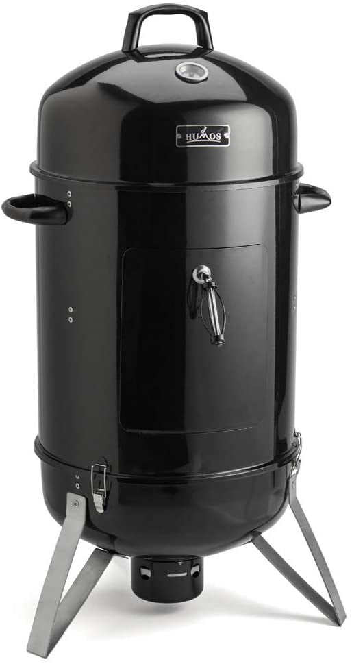 Humos Outdoor Vertical Charcoal Smoker 3 in 1: Oven + Smoker + Grill (18 inch)