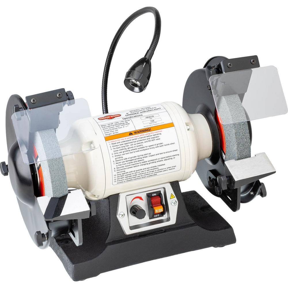 Shop Fox W1840 8 in. Variable-Speed Grinder with Worklight