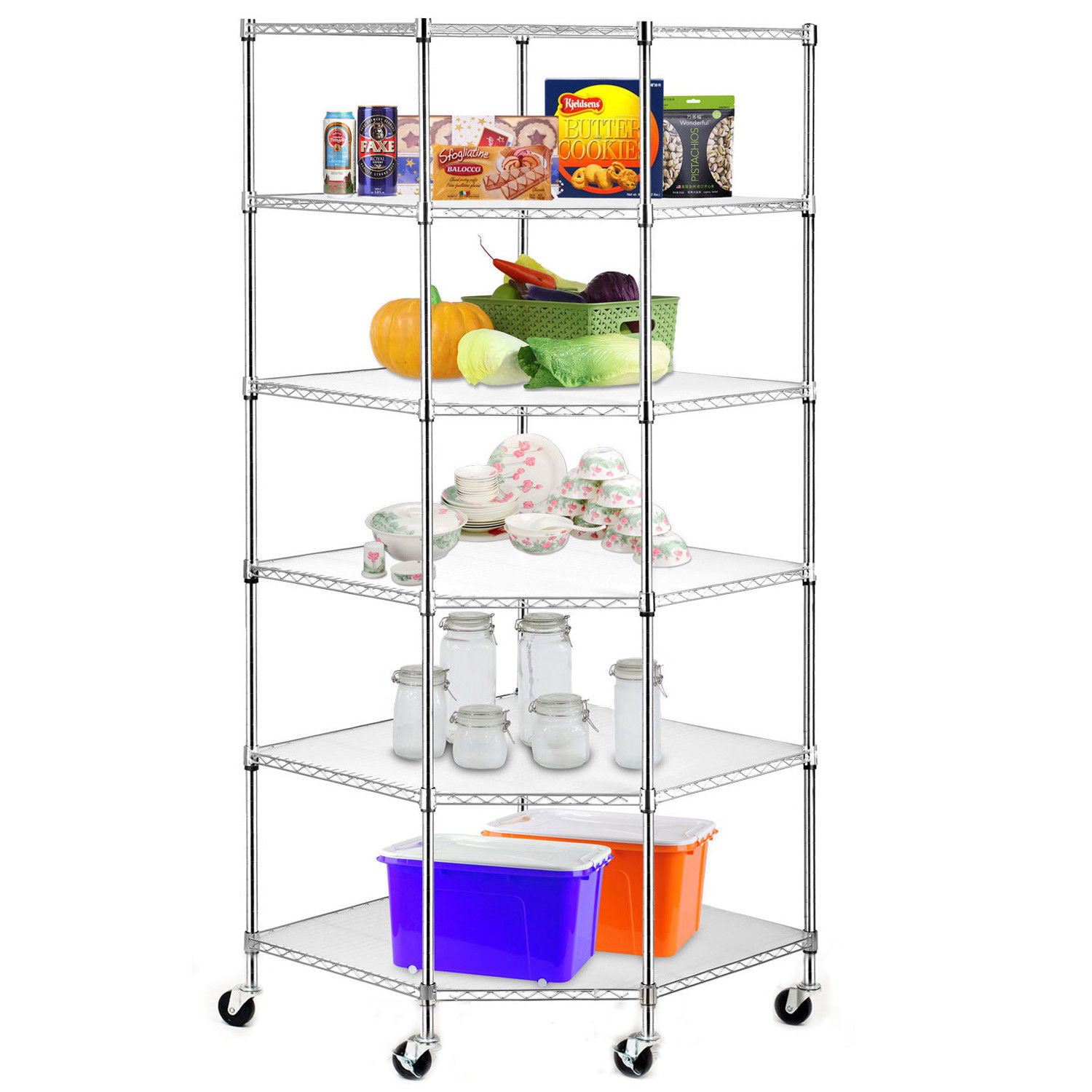 Ktaxon Heavy Duty Wire Steel 6-Tier Corner Shelf Garage Storage Shelving Rack US