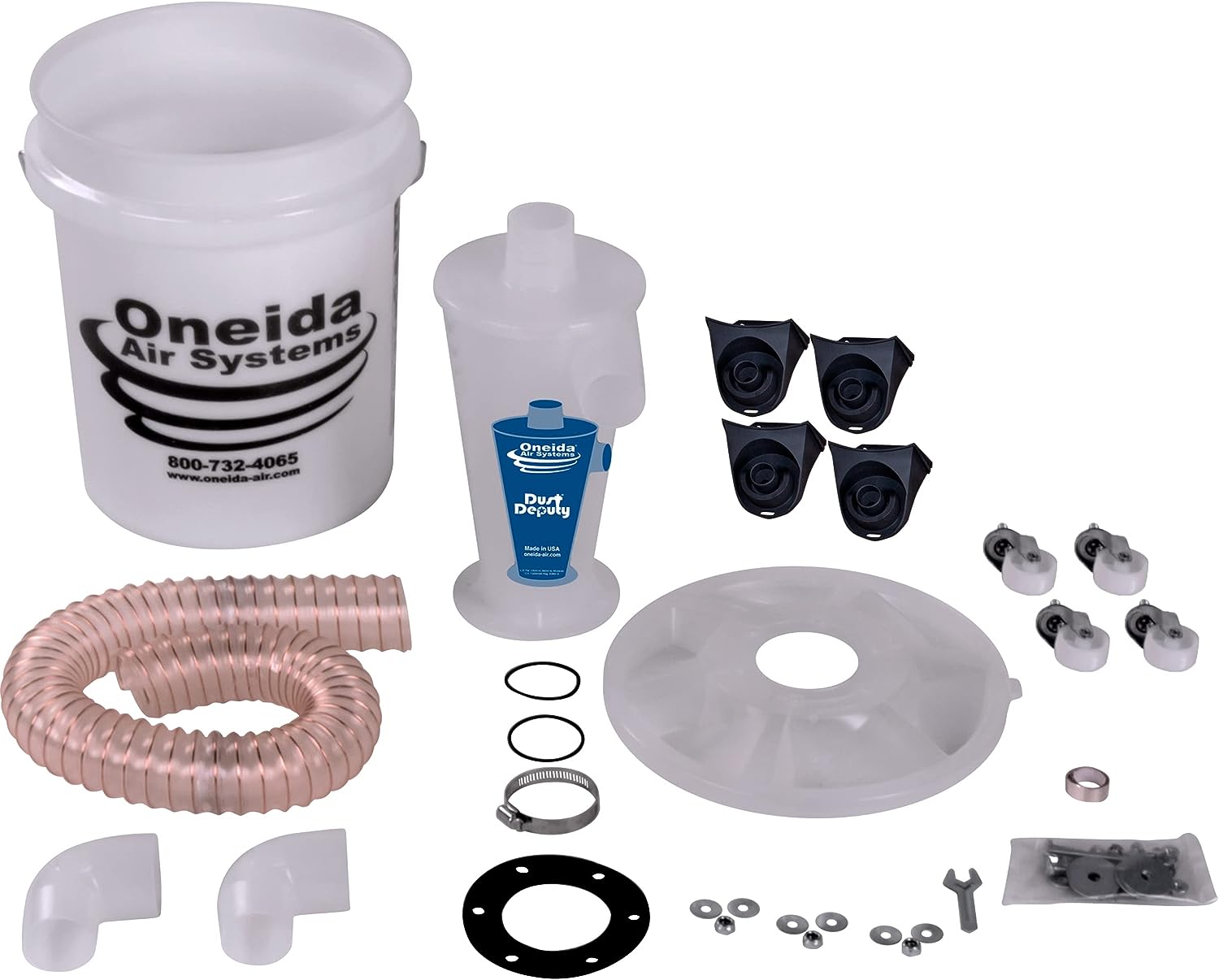 Oneida Air Systems Dust Deputy Deluxe Cyclone Separator Kit with Caster Mounts and Collapse-Proof Bucket for Wet/Dry Shop Vacuums (DD Deluxe 5-Gal)