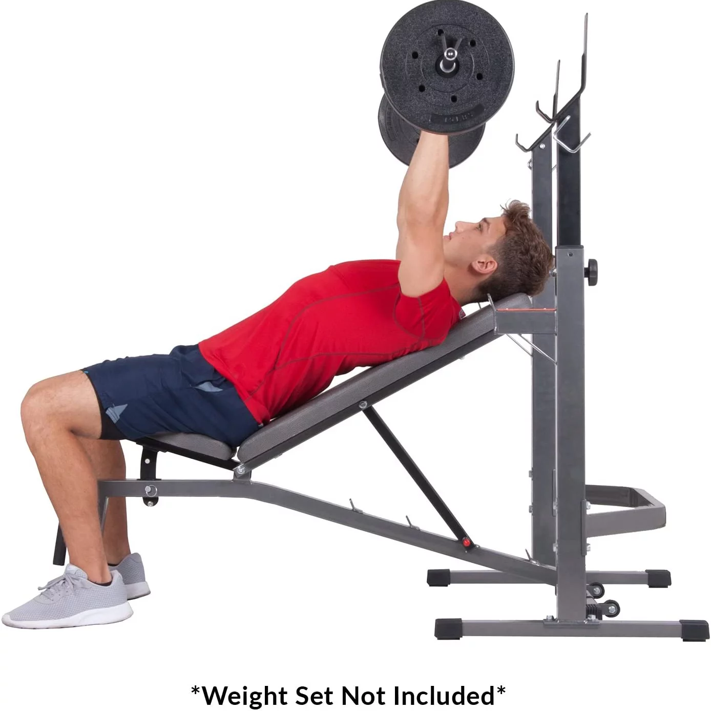 Body Champ PRO3900 Two Piece Set Olympic Weight Bench with Squat Rack. Gray