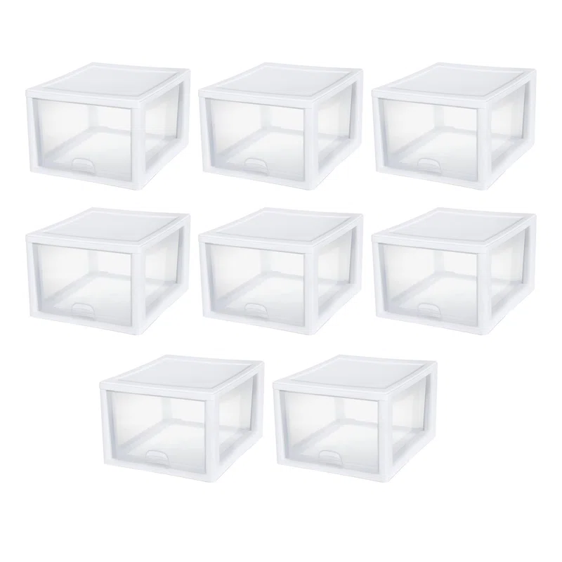 Sterilite 27-Qt. Single Box Modular Stacking Storage Container. Clear (8-Pack)