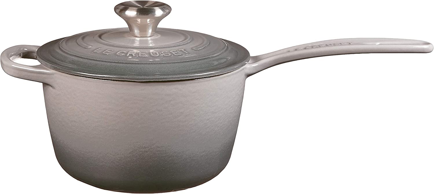Le Creuset LS2518-167FSS Enameled Cast Iron Signature Saucepan. 1.75 qt.. Oyster