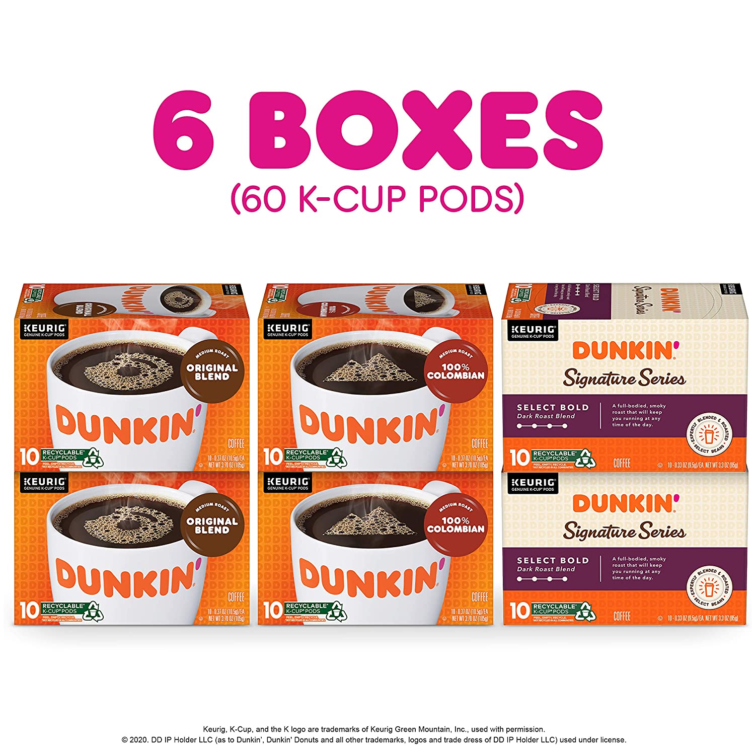 Dunkin- Mixed Roast Coffee Variety Pack. 60 Keurig K-Cup Pods