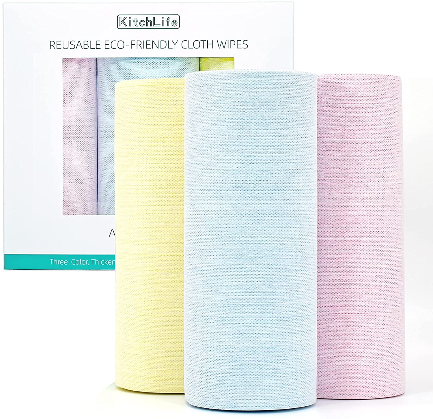 KitchLife Reusable Bamboo Paper Towels - 3 Rolls. (Tricolor)