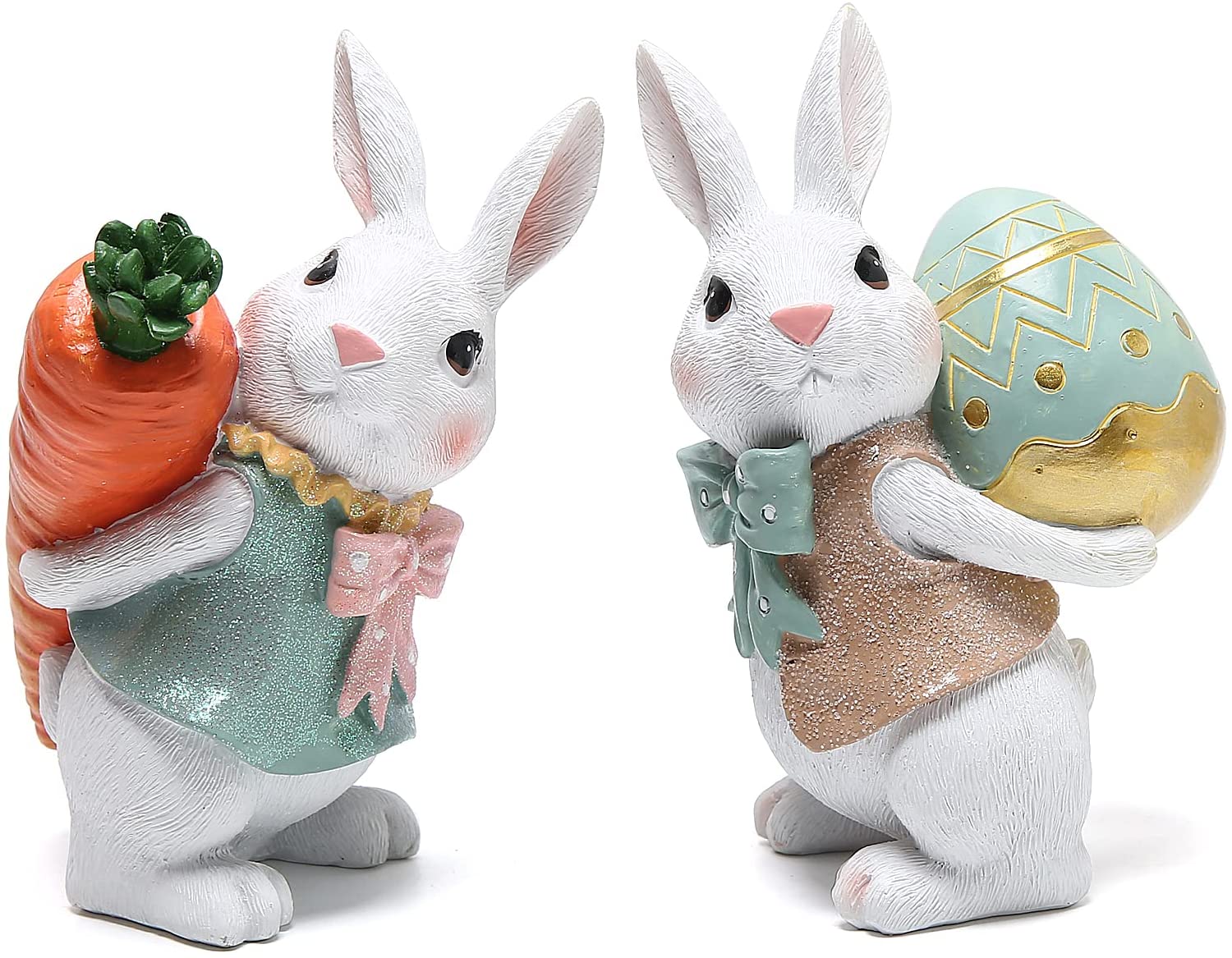Hodao 5.5 Inch Polyresin Bunny Decorations Spring Easter Decors