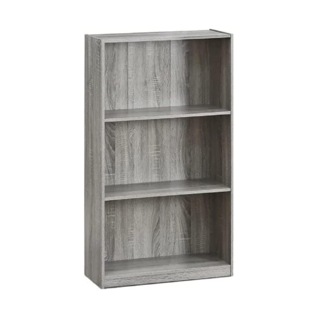 Furinno Basic 3-Tier Bookcase Storage Shelves. French Oak Grey