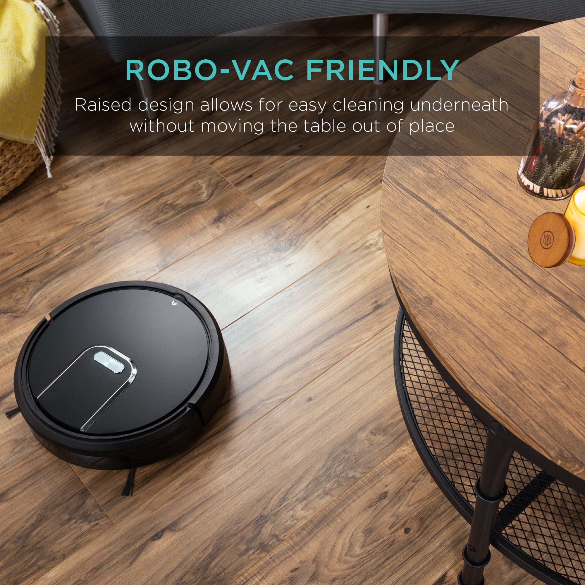 Best Choice Products 2-Tier Round Coffee Table. Rustic Accent Table w/ Wooden Tabletop. Padded Feet. Open Shelf - Brown