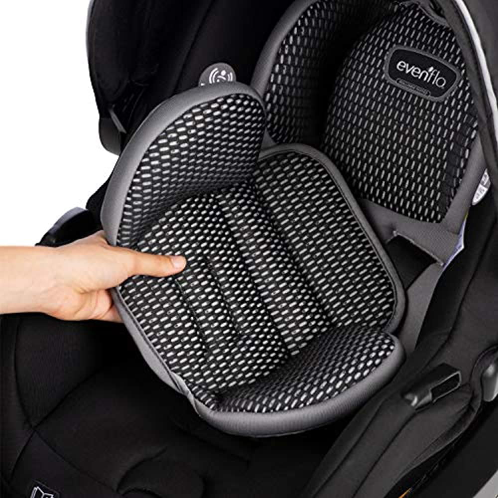 Evenflo LiteMax DLX Infant Car Seat with FreeFlow Fabric and SafeZone Load Leg Base (Olympus Black)