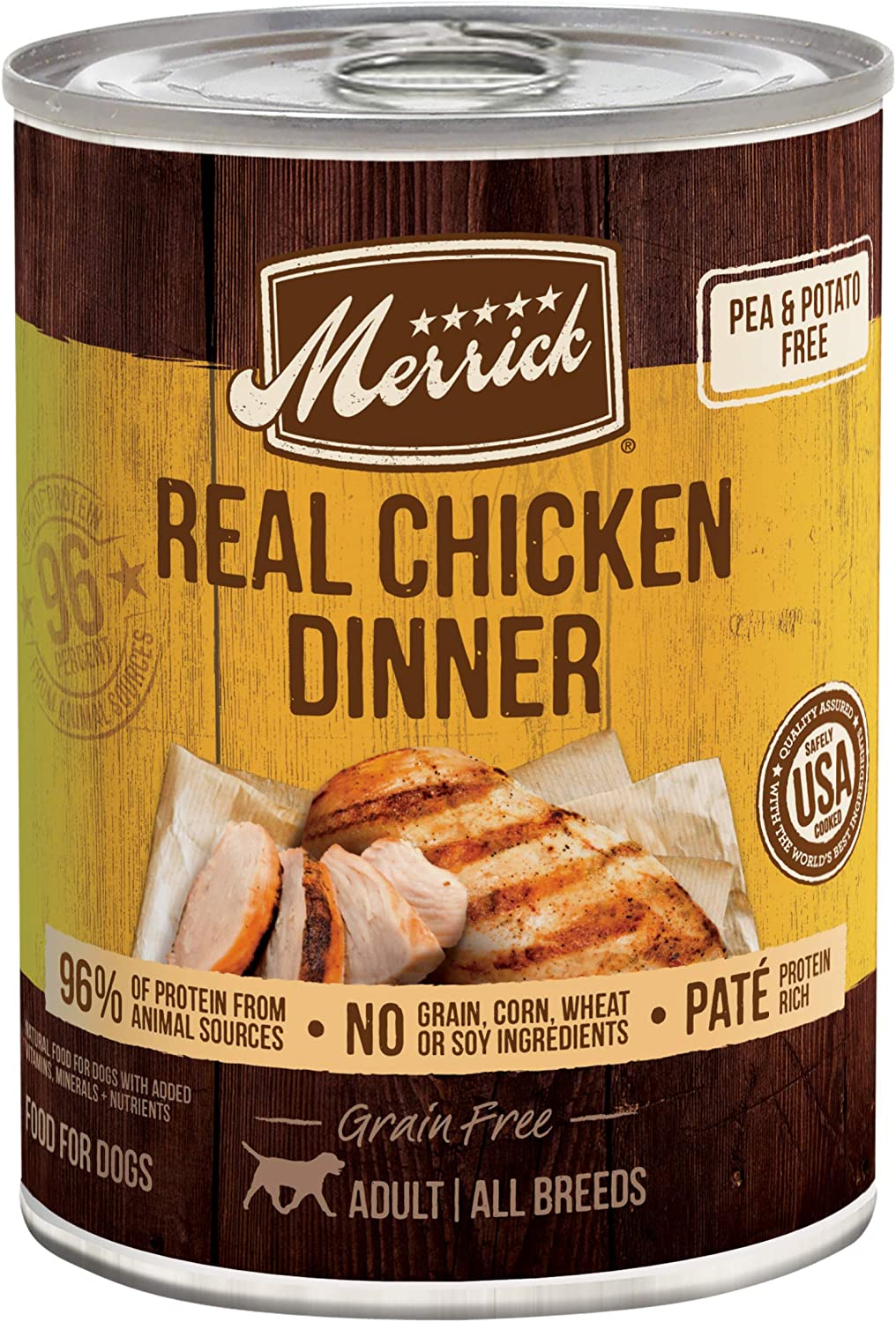 Merrick Grain Free Canned Wet Dog Food Real Meat Recipe. Real Chicken (Case of 12)